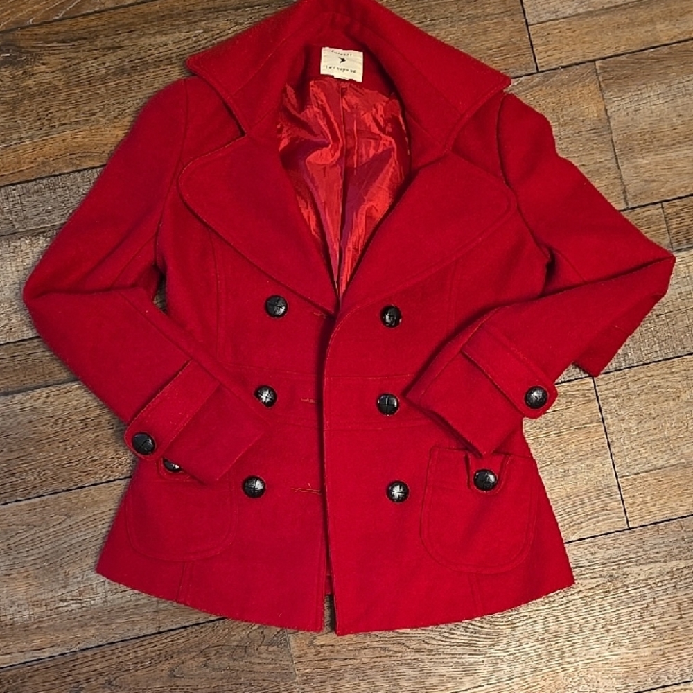 Women's Red Double-Breasted Coat